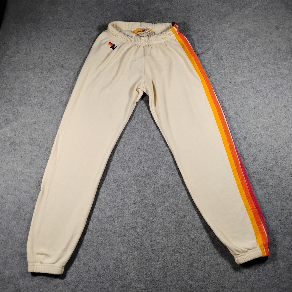 Aviator Nation Women's Cream 5-Stripe Classic Jogger Sweatpants Size XS